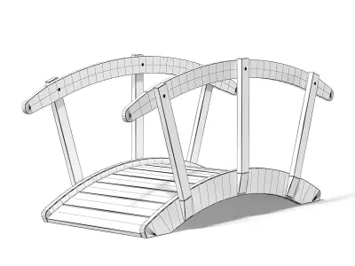 Small Dark Wooden Bridge 3D Model 3D model