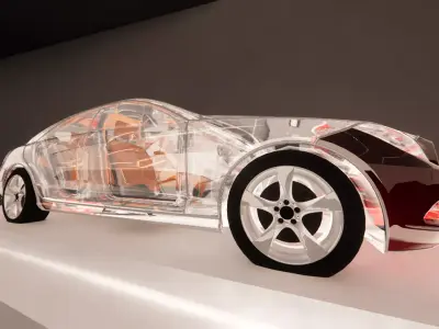 Transparent Car Model for Interior Display Low-poly 3D model