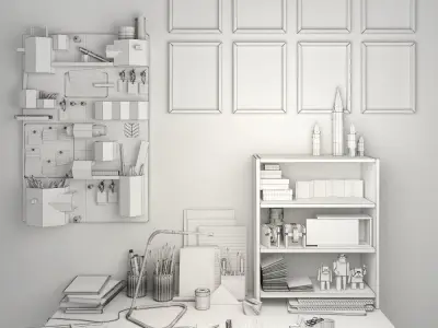 Decorative set of the office supplies 3D model