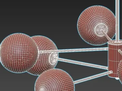 ballslight chandelier with six balls hanging from it 3D model