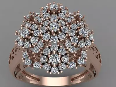 Rose Gold Women Diamond Ring 3D print model 3D print model