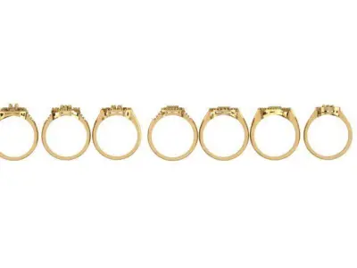 baguette ring women  7 models  3D print model