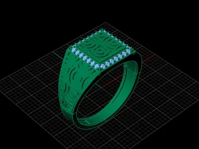 Print Ready STL 3DM  Gents Rings Diamond Men Ring  3D print model 143
