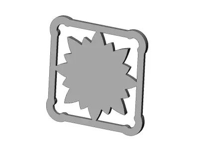 Square carved scroll arcs frame and faceted rosette relief 3D print model