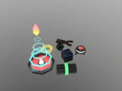 Low Poly Sci-Fi Items Free low-poly 3D model