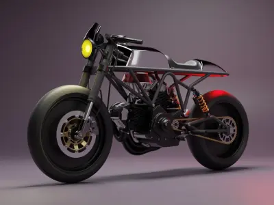 Custom Ducati Cafe Racer Low-poly 3D model
