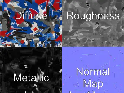 Blue Coast Guard Boat with Sharp Bow and Round Spotlights Low-poly 3D model