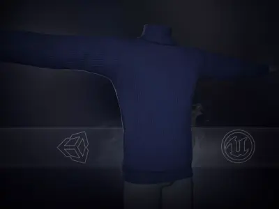 Blue Winter Turtleneck Low-poly 3D model