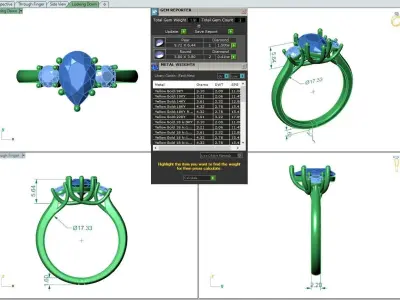 Engagement ring Kelly pear 3D print model