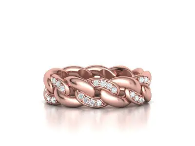 DIAMOND Cuban Link Heavy Chain Ring 7mm Wide 10US Size 3dmodel 3D print model