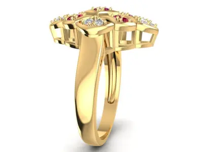 Luxury Floral Ruby Diamond Ring for Women 1730 3D print model