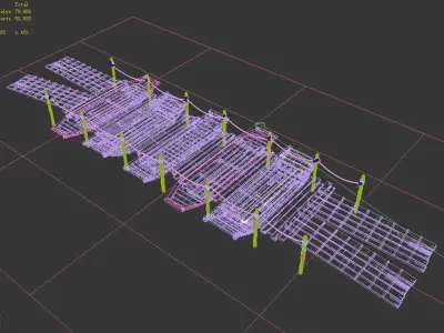 Game Boat - Wooden Bridge 03 3D model