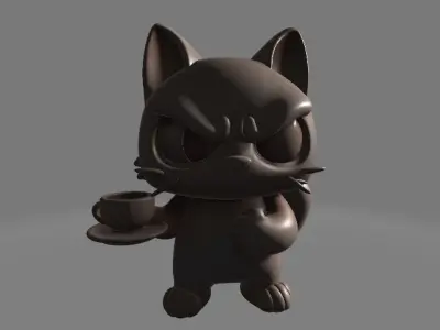 Grumpy Cat with Coffee 3D print model
