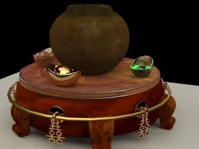 Chinese display stand with pot  3D model purchase