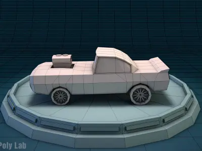 Cartoon Racing Car Low-poly 3D model