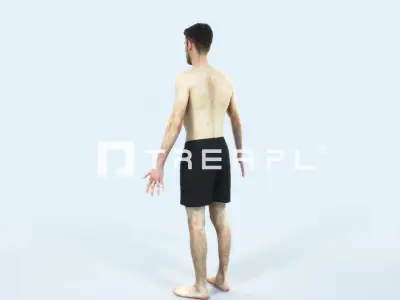 Posture B Beach Animated Rigged Sports Man Low-poly 3D model