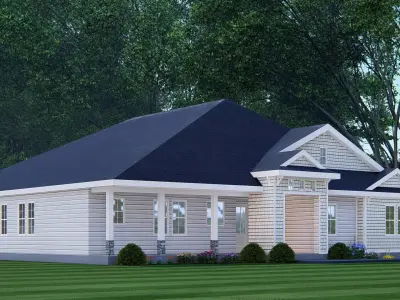 American Exterior House Design Classic Modern Country Home 3D model