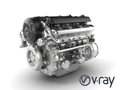 V8 Engine OHV Pushrod Architecture Model Pack Low-poly 3D model