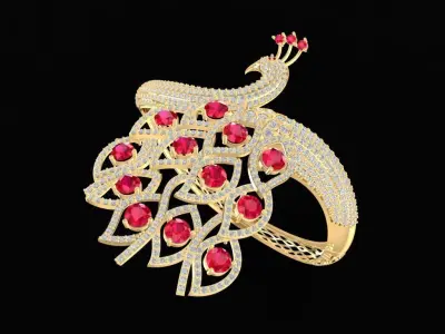 Elegant Peacock Pendant with Ruby Gemstones Jewelry  1212 3D print model