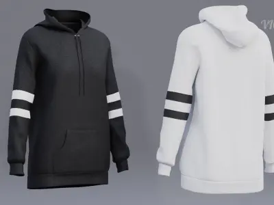 Female Sweatshirt Hoodie 3D Model Low-poly 3D model