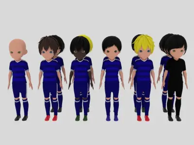 Blue Soccer - Football Team Low-poly 3D model