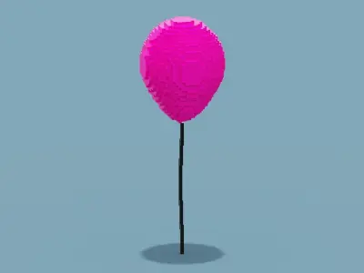 Voxel Pink Balloon Low-poly 3D model
