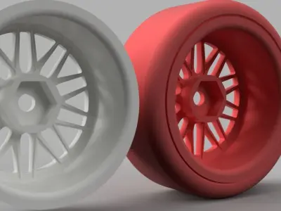 52mm Diameter 12MM HEX RC Wheels BBS LM with and without tires 3D print model