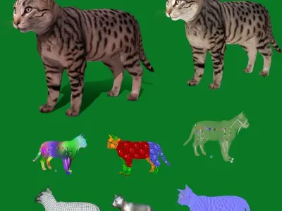 Silver Tabby Cat Low-poly 3D model