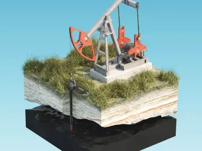 Oil Pumpjack isolated island 3D model