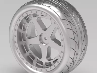 One-Piece 5-Spoke Racing Wheel with Integrated Tire 3D print model