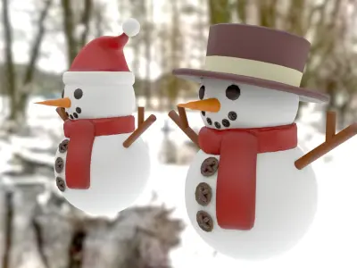Snowman pack Low-poly 3D model