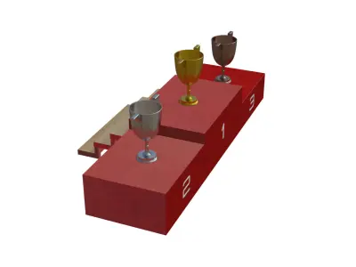 Trophy podium - Champion trophy Low-poly 3D model