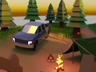 Low poly scene Free low-poly 3D model