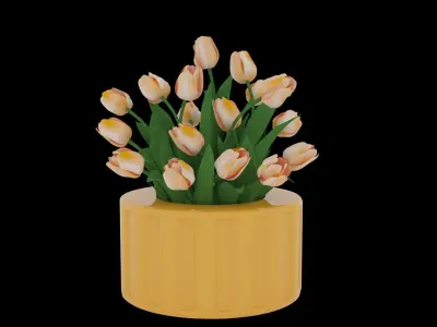 Orange tulips bouquet 3D model