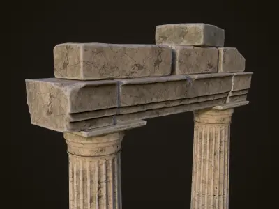 Roman Columns and bricks Low-poly 3D model