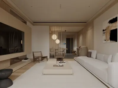 japanese living room dining room interior scenes 07 3D model