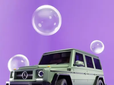 G-Wagon mercedes-benz suv with soap bubbles 3D model