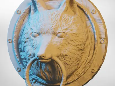 Wolf  Head Medalion - lowpoly PBR model Low-poly 3D model