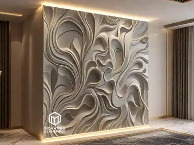 modern panel wall decor set wall relief mural CNC 125 3D model