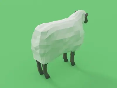 Low Poly Cartoon Sheep Low-poly 3D model