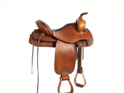 Brown Leather Saddle model pack Low-poly 3D model