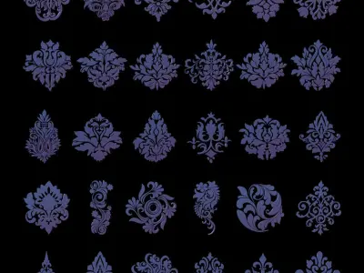 75 Ornaments Motif Base Mesh Pack Low-poly 3D model