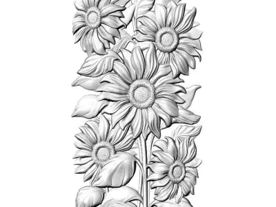 beautiful relief sunflowers 2  3D model
