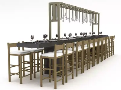 3D dining table 007 Low-poly 3D model