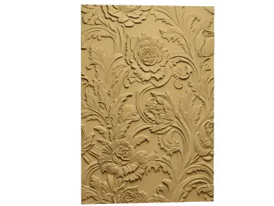modern rose panel wall decor set relief stl mural CNC 298 3D model