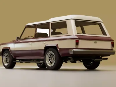 70s generic 4 door SUV Low-poly 3D model