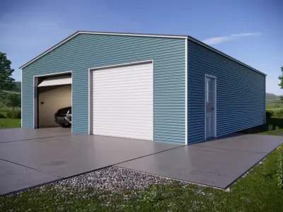 Carport Double Car Metal Garage 3D model
