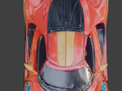 Orange Red Sporty Race Car 3D Model Low-poly 3D model