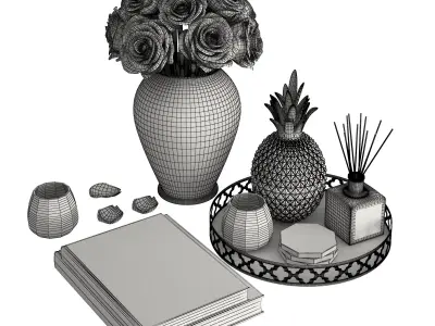 Silver Coffee Table Decor  3D model