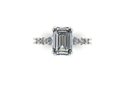 Engagement Ring With Emerald Diamond 3D model